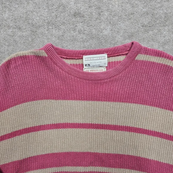 Vintage Lord Jeff Whaler Striped Sweater XL Cotton Pink Tan Boxy USA Classic - Picture 4 of 12